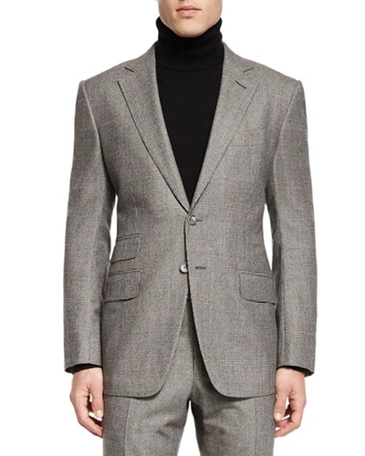 Tom Ford O'connor Base Windowpane Two-piece Suit, Ivory/black