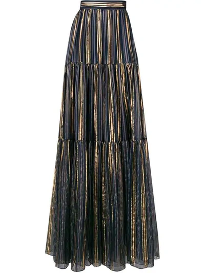 Peter Pilotto Lurex Striped Chiffon Skirt In Blue