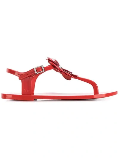 Love Moschino Flower Heart Slides In Red