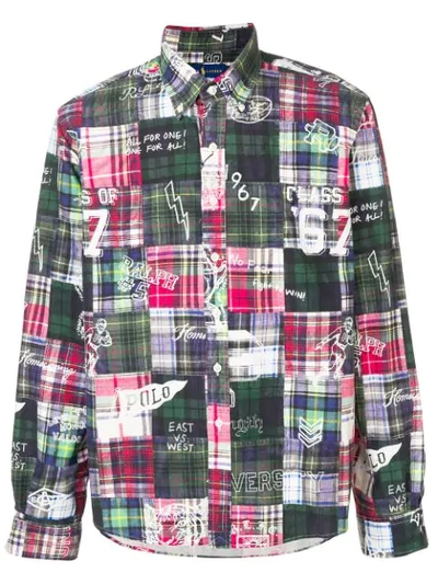 Ralph Lauren Plaid Patchwork Shirt In Green