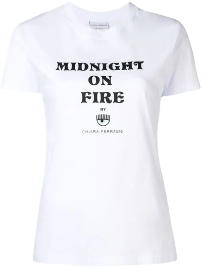 Chiara Ferragni Midnight On Fire Cotton T-shirt In White