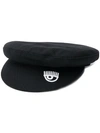 Chiara Ferragni Signature Wink Baker Boy Hat In Black