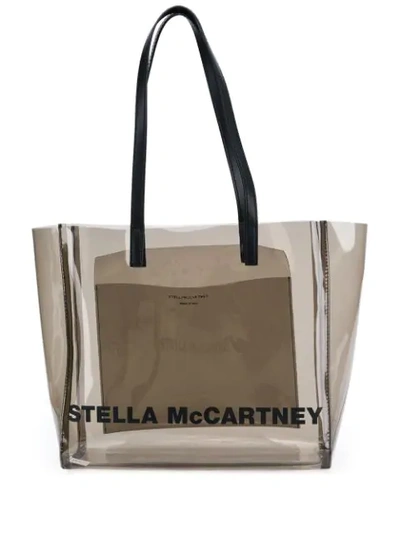 Stella Mccartney Transparent Logo Tote In Grey