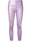 J Brand Alana Coated Jeans In Purple