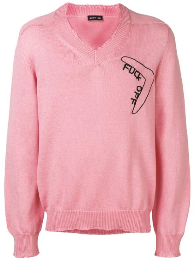 Riccardo Comi Embroidered V-neck Jumper In Pink
