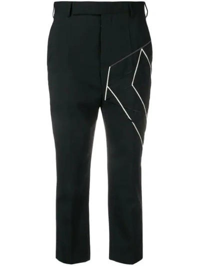 Rick Owens Embroidered Cropped Trousers In Black
