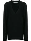 Givenchy Oversized Zip-side V-neck Jumper In Black