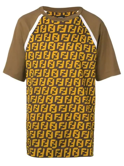 Fendi Logo Print T-shirt In Brown