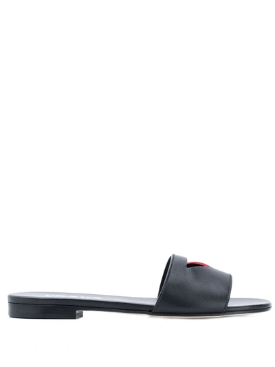 Prada Cut Out Sliders - Black