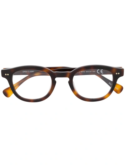 Epos Round Frame Glasses In 棕色