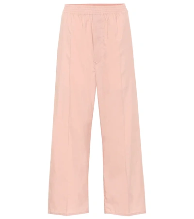 Mm6 Maison Margiela Cropped Cotton-blend Wide-leg Pants In Pink