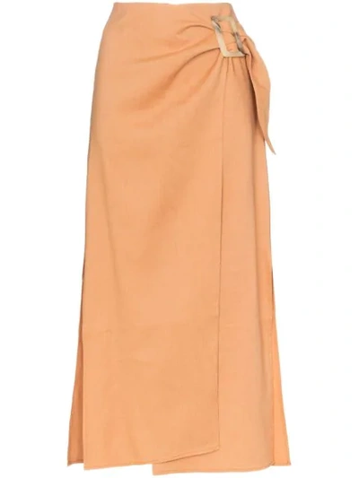 Rejina Pyo Robin Linen Blend Skirt In Orange