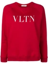 Valentino Logo Printed Cotton Sweatshirt In Red