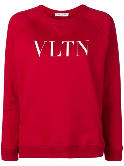 Valentino Logo Printed Cotton Sweatshirt In Red