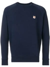 Maison Kitsuné Embroidered Logo Sweater In Blue