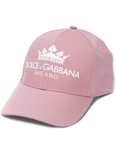 Dolce & Gabbana Logo Printed Cap In Pink