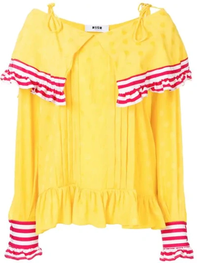 Msgm Contrast Panel Blouse In Yellow