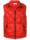 Stone Island Quilted Padded Gilet In Orange