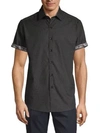 Robert Graham Men's Equinox Tone-on-tone Short-sleeve Shirt In Black