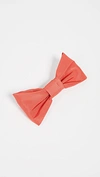 Jennifer Behr Silke Faille Bow Barrette In Electric Coral