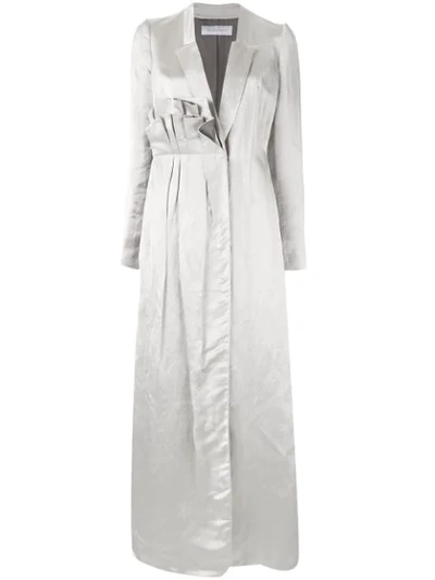 Marina Moscone Ruffle Detail Dress In Grey