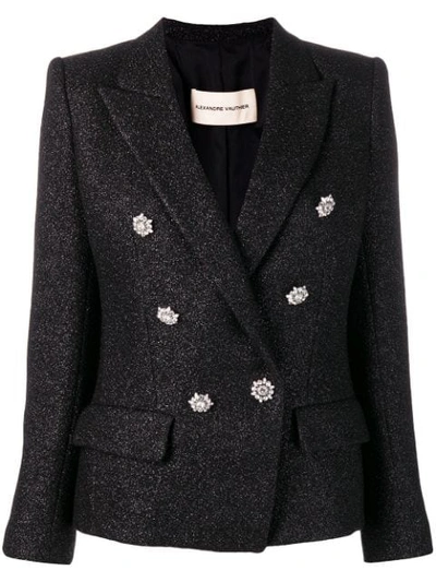 Alexandre Vauthier Shiny Tweed Blazer In Black