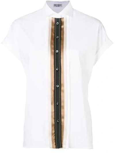 Brunello Cucinelli Pleated Placket Shirt In White