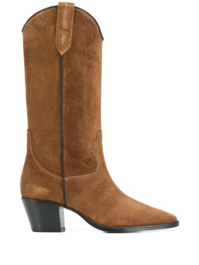 Paris Texas Mid-calf Heel Boots In Brown