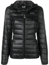 Ea7 Train Core Hooded Light Down Jacket In Black