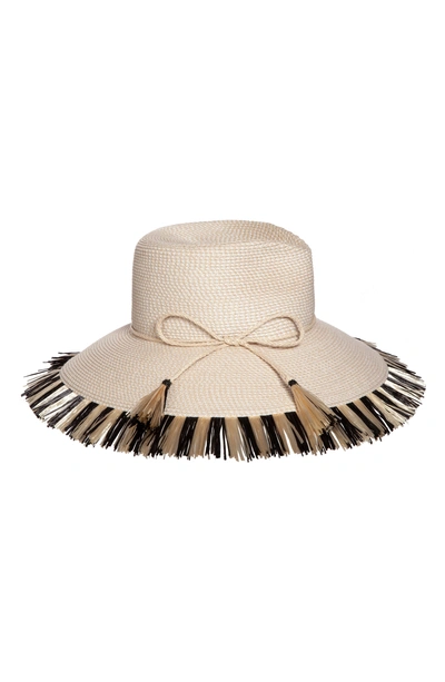 Eric Javits Antigua Squishee Tropical Sun Hat - Black In Cream/ Black