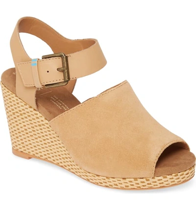 Toms Tropez Wedge Slingback Sandal In Honey Suede