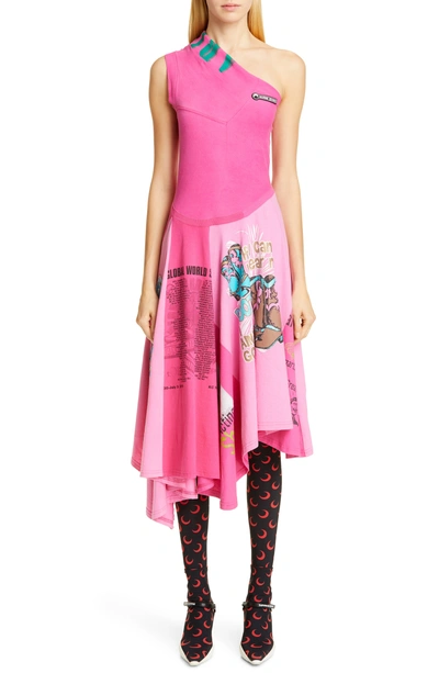 Marine Serre One-shoulder Flare T-shirt Dress In Fuchsia | ModeSens