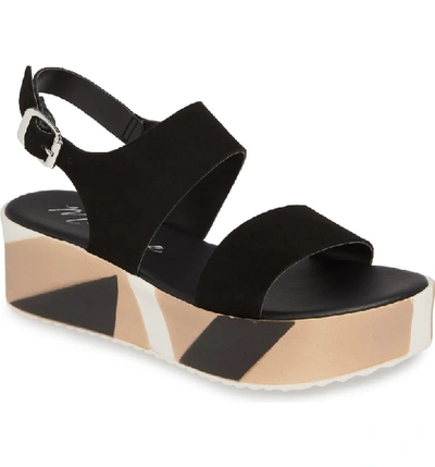 Matisse Geo Platform Sandal In Black Suede