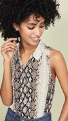 Joie Branka Snakeskin Print Sleeveless Blouse In Porcelain