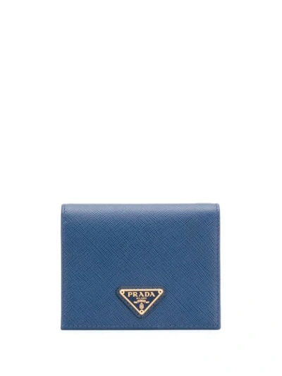 Prada Triangle Logo Wallet In Blue