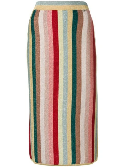 Elisabetta Franchi Multicoloured Striped Skirt In Neutrals