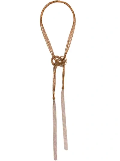 Brunello Cucinelli Tie Knot Beaded Necklace In Gold