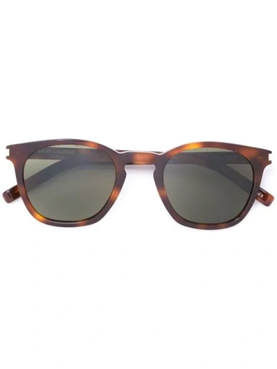 Saint Laurent Round Frame Sunglasses In 棕色