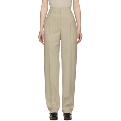 Lemaire Off-white Straight Trousers In 220 Mastic