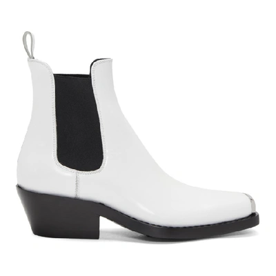 Calvin Klein 205w39nyc Claire Metal-trimmed Glossed-leather Ankle Boots In  White | ModeSens
