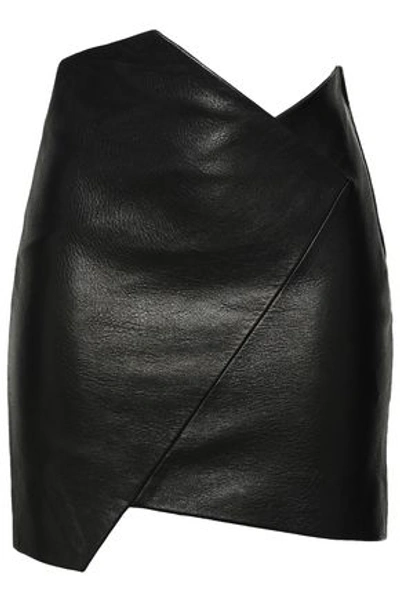 Iro Woman Enamah Asymmetric Leather Mini Skirt Black