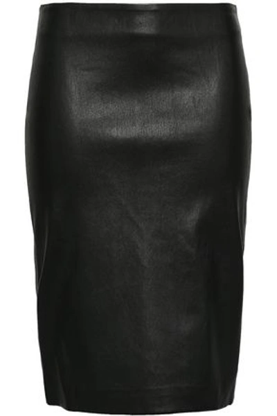 Theory Woman Leather Pencil Skirt Black
