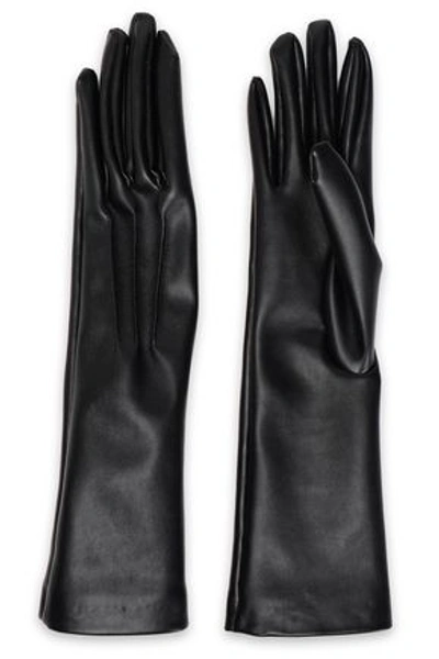 Stella Mccartney Woman Faux Leather Gloves Black