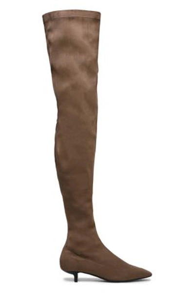 Stella Mccartney Woman Faux Suede Thigh Boots Taupe