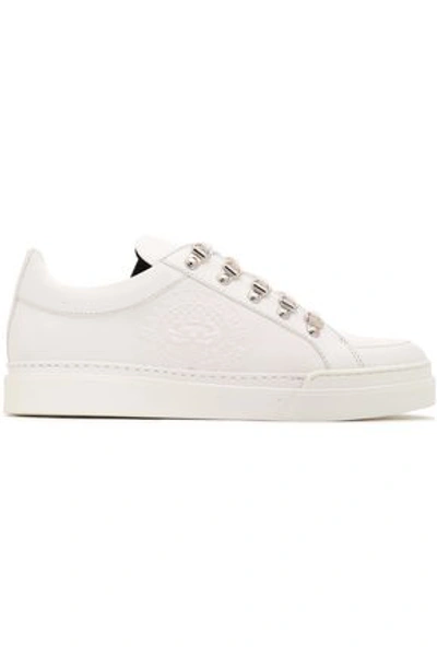 Balmain Coral Logo-embossed Leather Sneakers In Ivory