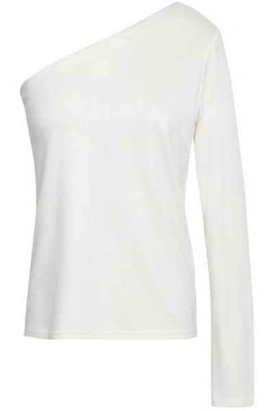 Theory Woman Left One-shoulder Stretch-jersey Top Ivory