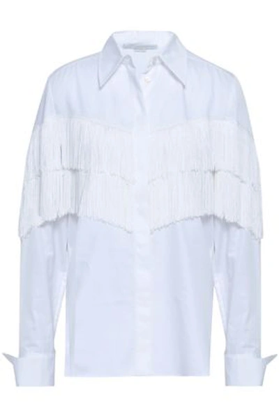 Stella Mccartney Fringed Cotton-poplin Shirt In White
