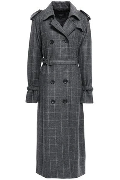 Equipment Woman Checked Wool-blend Twill Trench Coat Dark Gray
