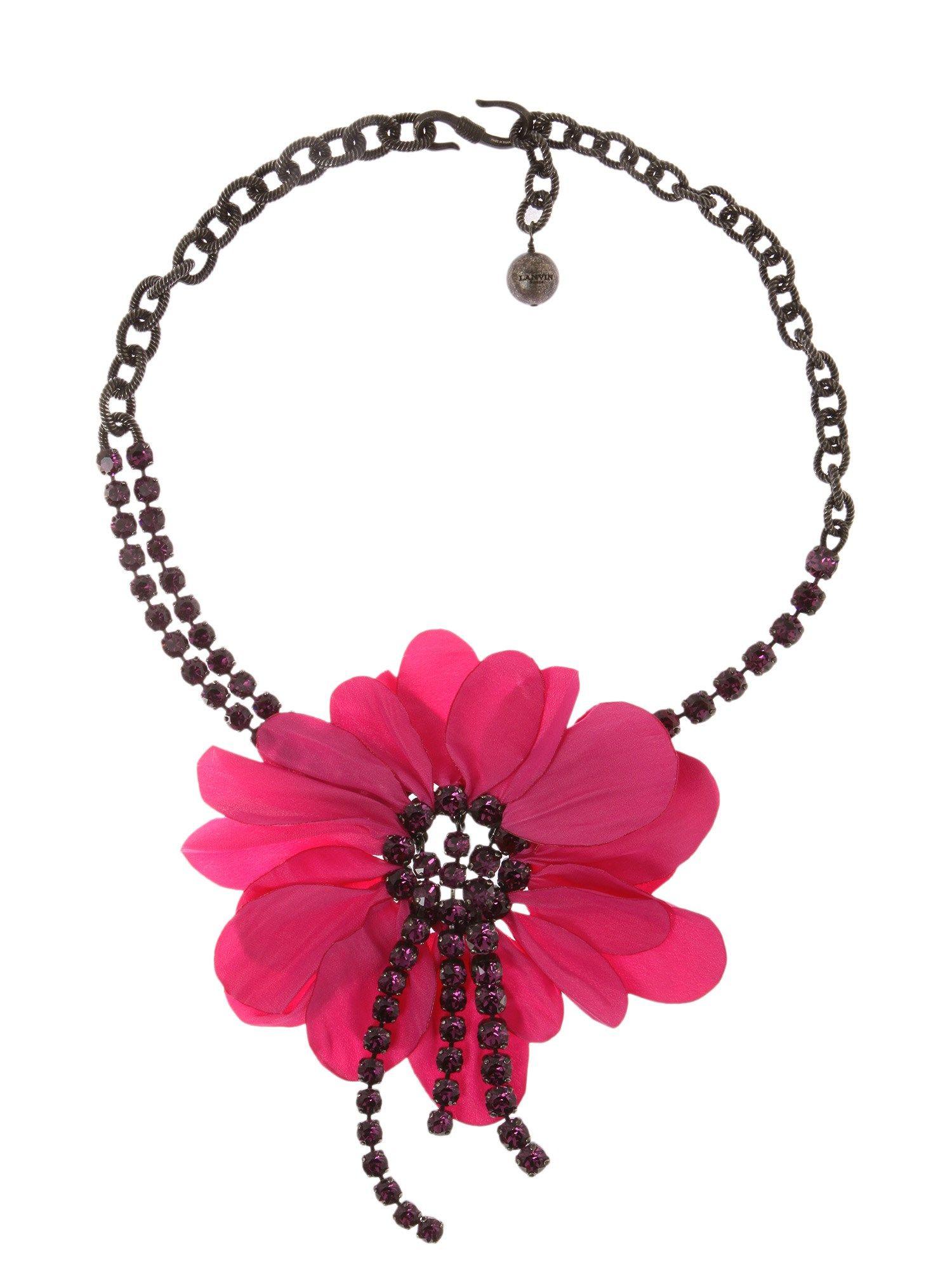 Lanvin Necklace With Flower Detail In Fucsia | ModeSens