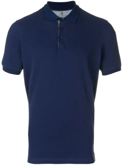 Brunello Cucinelli Plain Polo Shirt In 蓝色